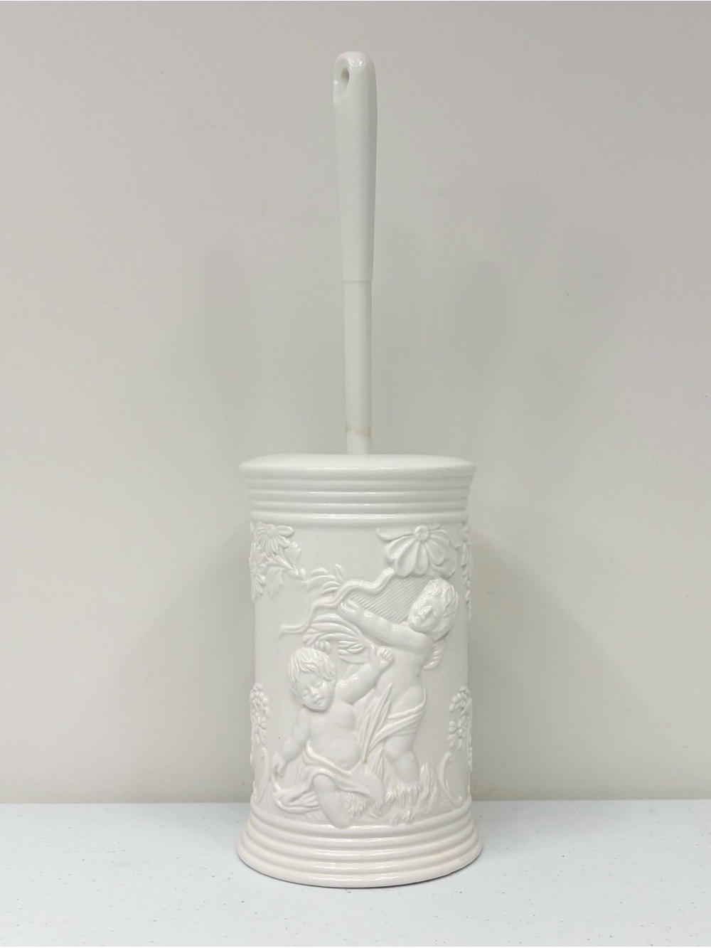 Porcelain Cherub Coquette Decor Bathroom Vintage Sears Toilet Brush
